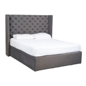 cama con cabecera tapizada